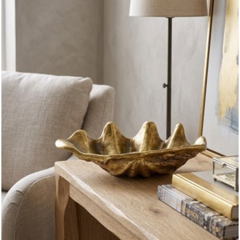 صينيه بتصميم صدف بلمسه بحريه ببريق ذهبي L8442