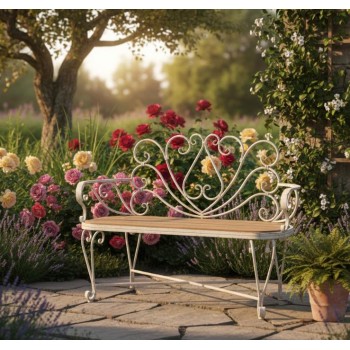 كرسي للحديقه من المعدن المشغول يدويا على الطراز الريف الفرنسي L8538