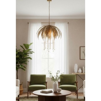 وحده اضاءه سقفيه مصنوعه  من المعدن بتصميم على شكل أوراق نخيل متدلية 8456