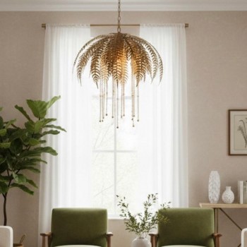 وحده اضاءه سقفيه مصنوعه  من المعدن بتصميم على شكل أوراق نخيل متدلية 8456