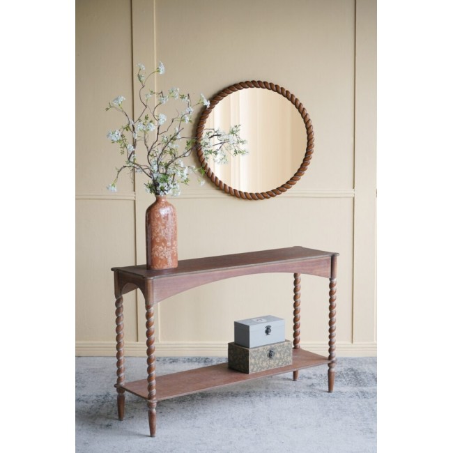 كونسول جداري مصنوع من خشب المانجو الطبيعي يجمع بين الاناقه الريفيه والكلاسيكيه 8609