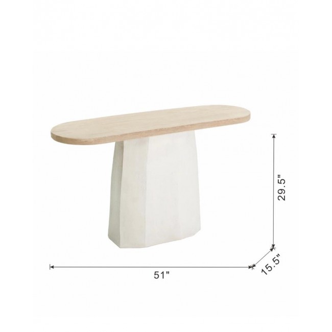 كونسول جداري بتصميم عصري بسطح خشب وقاعده بيضاء بلمسات ريفيه 8561