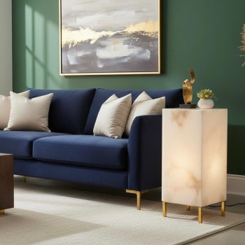 وحده اضاءه بتصميم طاوله رخامي انيق يجمه بين الجمال الرخامي والخطوط الهندسيه مع الارجل الذهبيه 8472