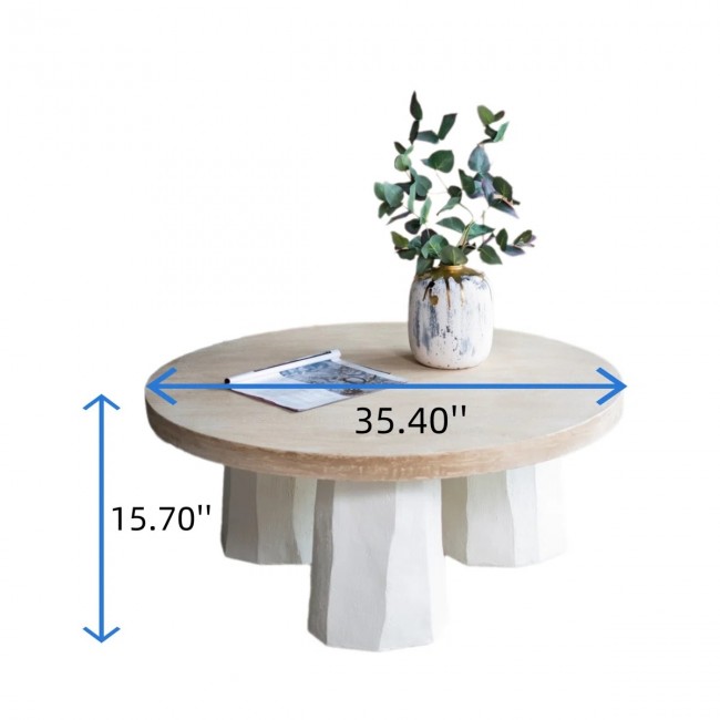 طاولة قهوة مزخرفة بسطح من خشب البلوط وقاعدة بلمسات عصريه انيقه8560