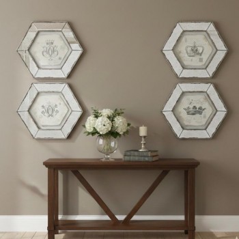 طقم لوحات جدارية ساحرة وراقية تتميز بتصميمها الثماني الأضلاع الفريد الذي يضفي لمسة من الفخامة العصرية 4 قطع 8456