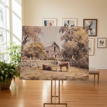 لوحه فنية آسرة تجسد سحر الريف الهادئ وجمال الطبيعة8598