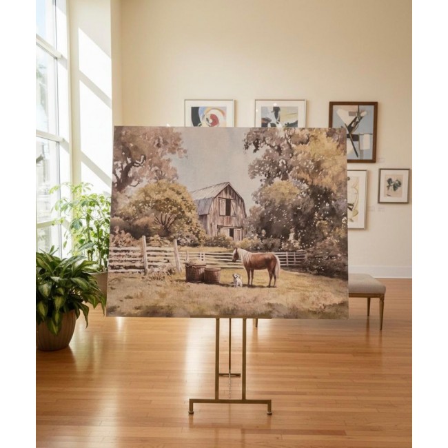 لوحه فنية آسرة تجسد سحر الريف الهادئ وجمال الطبيعة8598