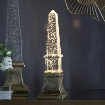 وحده اضاءه ديكورية على شكل مسلة كريستالية  شفافة متوفر الحجمين 8499