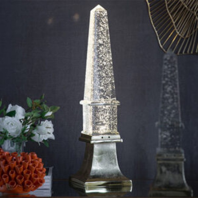 وحده اضاءه ديكورية على شكل مسلة كريستالية  شفافة متوفر الحجمين 8499