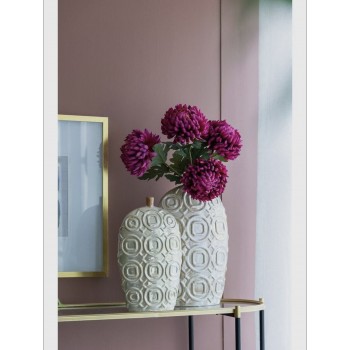 فازه من سيراميك بتصميم هندسي عصري ولمسة نهائية لامعة باللون الكريمي متوفر الحجمين 8485