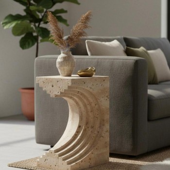 طاوله جانبيه تجمع بين فن العمارة القديم وفخامة التصميم المودرن، مما يجعلها إضافة مذهلة لأي مساحة داخلية8546