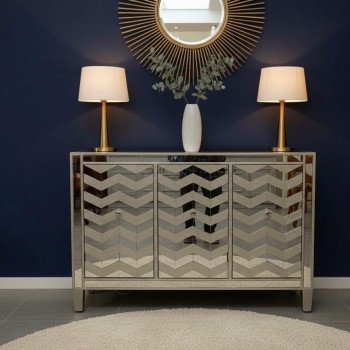 كونسول جداري بمرايا عاكس بتصميم هندسي ونمط جذاب 8456