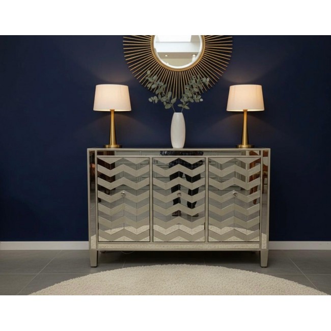 كونسول جداري بمرايا عاكس بتصميم هندسي ونمط جذاب 8456