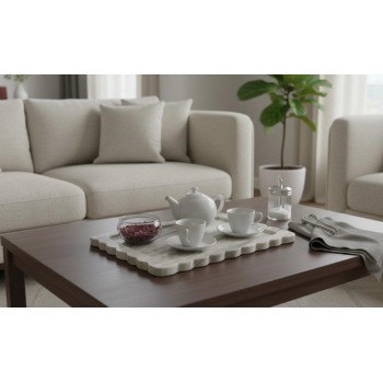 صينيه انيقه من رخام بتصميم مموج من الحواف يضيف جمالا كلاسيكيا L8585