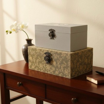 طقم صناديق التخزين مزخرفه تجمع بين الاناقه الكلاسيكيه وللمسات العصريه L8594
