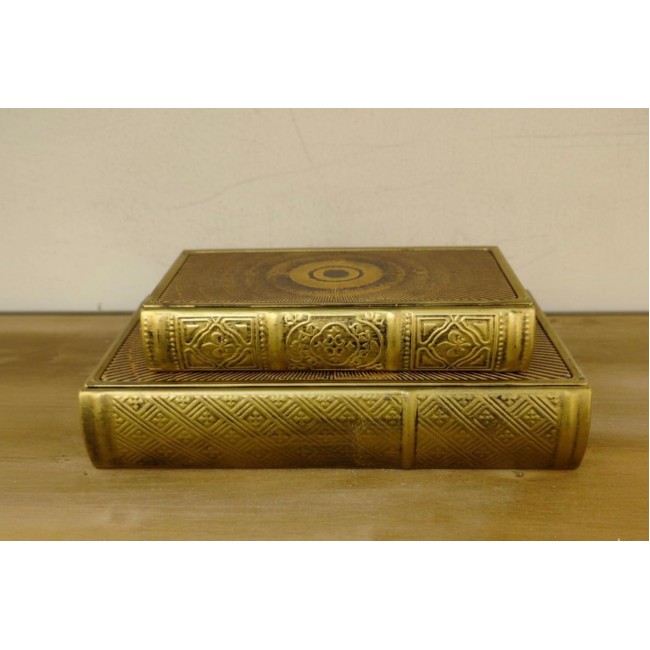 طقم صندوق من المعدن والخشب لتخزين المجوهرات بلمسه من الاناقه الكلاسيكيه 2 قطع 8592