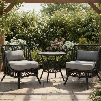 كرسي يجمع بين الأناقة العصرية وجمال التصميم الطبيعه مما يجعله إضافة مثالية لأي مساحة معيشة سواء كانت داخلية أو خارجيةL8504