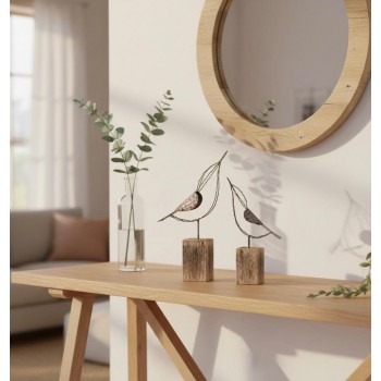 طقم تحفه طيور من الخشب ومعدن تضيف لمسة من الرقي والطبيعة إلى ديكور منزلك أو مكتبك8623