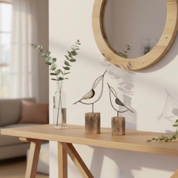 طقم تحفه طيور من الخشب ومعدن تضيف لمسة من الرقي والطبيعة إلى ديكور منزلك أو مكتبك8623