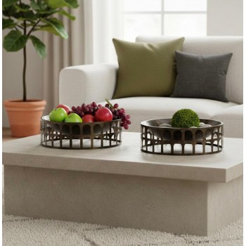 طقم صينيه معدن بتصميم هندسي أنيق 2 قطعه L8636