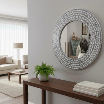 مرايا جداريه دائرية مزينة بصدفالطبيعي تجمع بين الفخامة الطبيعية والتصميم العصريL8481