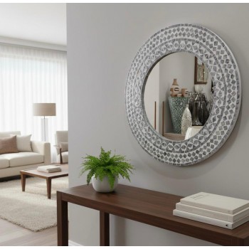 مرايا جداريه دائرية مزينة بصدفالطبيعي تجمع بين الفخامة الطبيعية والتصميم العصريL8481