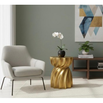 طاوله جانبيه بتصميم حلزوني فريد يمنحه مظهراً فنياً يشبه التحف المنحوتةL8558