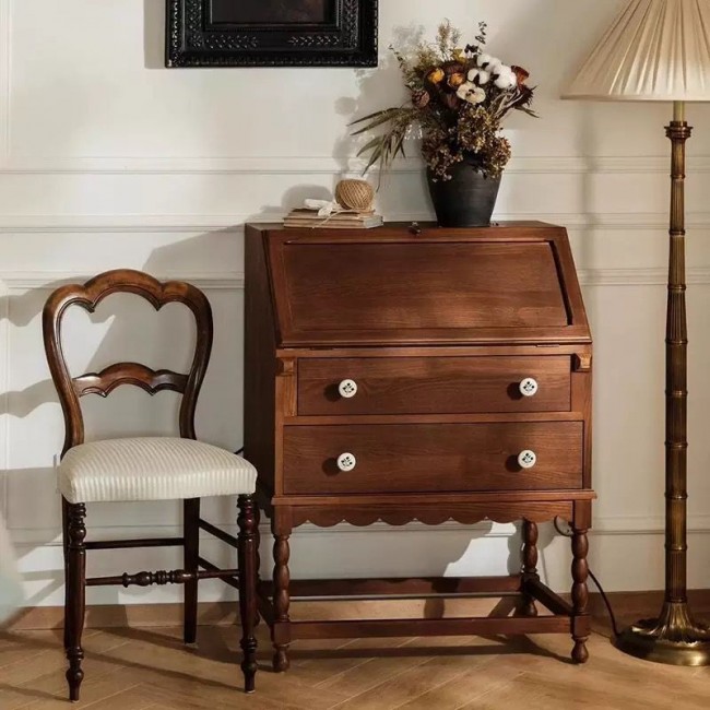 كونسول  مكتبه بلمسات فرنسيه ريفيه مصنوعه من خشب زان الطبيعي 9650