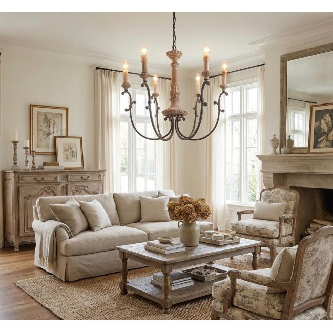 وحده اضاءه سقفيه فاخرة تجمع بين روح الريف الفرنسي وكلاسيكية التصميم الأمريكي القديم9344. 