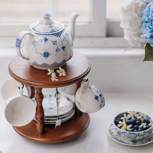 حامل الأكواب والصحون "الدوّار" الفاخر، المصمم ليجمع طقم ضيافتك بالكامل في قطعة واحدة أنيقة وموفرة للمساحةL9663