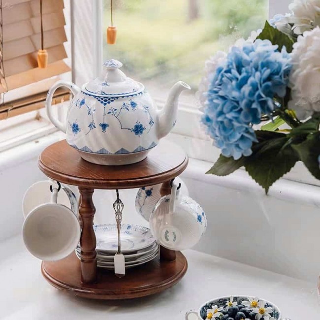 حامل الأكواب والصحون "الدوّار" الفاخر، المصمم ليجمع طقم ضيافتك بالكامل في قطعة واحدة أنيقة وموفرة للمساحةL9663