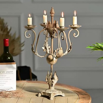 شمعدان معدن بتصميم ملكي فاخر بطراز اوربي L9604