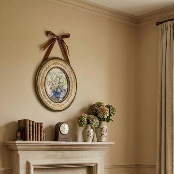 برواز بيضاوي كلاسيكي لوحة فنية لزهور بتصميم ريفي ليناسب الديكورات المنزلية الكلاسيكية9610