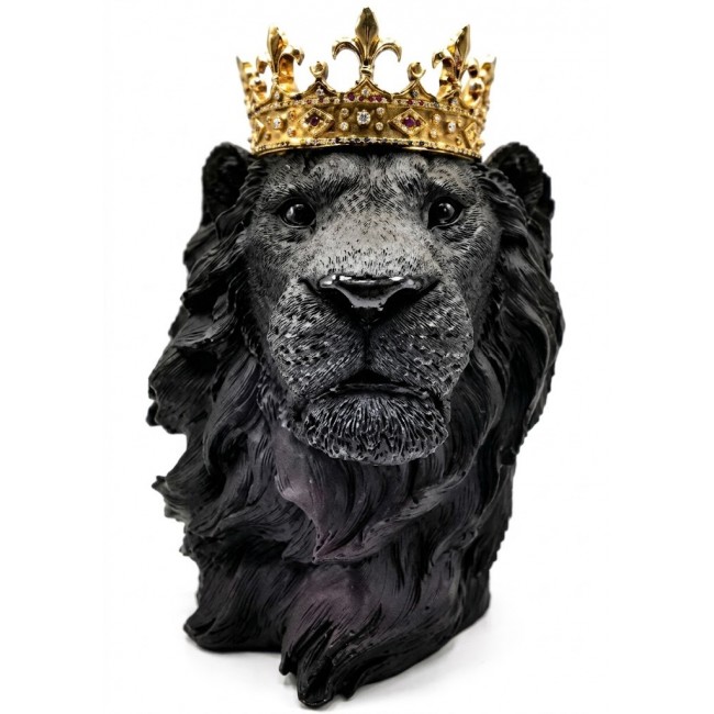 تحفه لرأس أسد ملكي يرتدي تاجاً ذهبياً وهو قطعة ديكور فخمة ترمز للقوة والسيادة، وتضفي لمسة كلاسيكية عصرية على المكاتب والمنازل9519