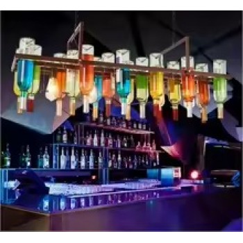 وحده اضاءه سقفيه على شكل صفوف من زجاجات  الملونة المحمولة على هيكل حديدي متين بلون الصدأ العتيق L9514