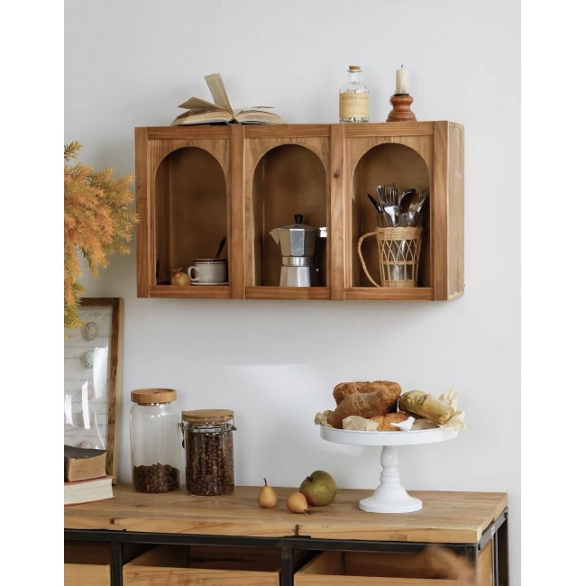 رف جداري "فينتج"مصنوعه من الخشب الطبيعي بتصميم الأقواس الكلاسيكية9564