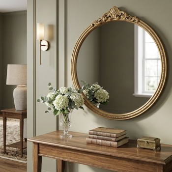 مرايا جداريه باطار ذهبي بتصميم ملكي راقي كلاسيكي 9599