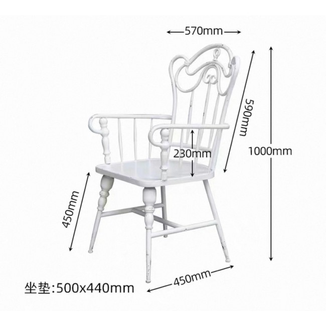 كرسي معدن بلمسه من الفخامه على الطراز الفرنسي مما يمنحه طابعا ريفيا 9591