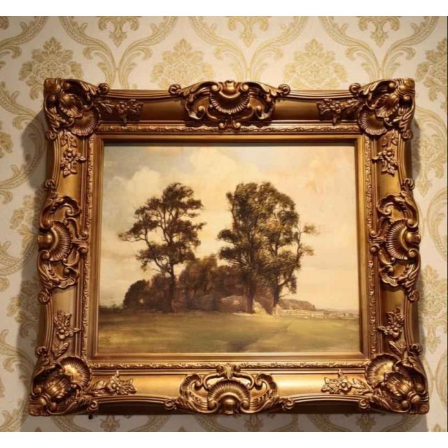 لوحه فنيه مطبوع كانفس  باطار خشبي كلاسيكي مزخرفL9269