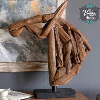 تمثال راس خيل مجرد يجسد حركة الانسان والطبيعه باسلوب عصرس مصنوع من الجذوع خشبيه الخام 8355