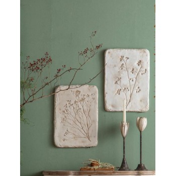 طقم لوحه جداريه منحوته يدويا بتصميم نباتات بتفاصيل ريفيه العدد2 قطعه 9108