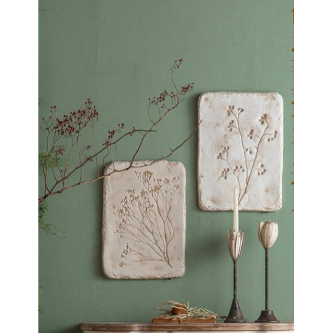 طقم لوحه جداريه منحوته يدويا بتصميم نباتات بتفاصيل ريفيه العدد2 قطعه 9108