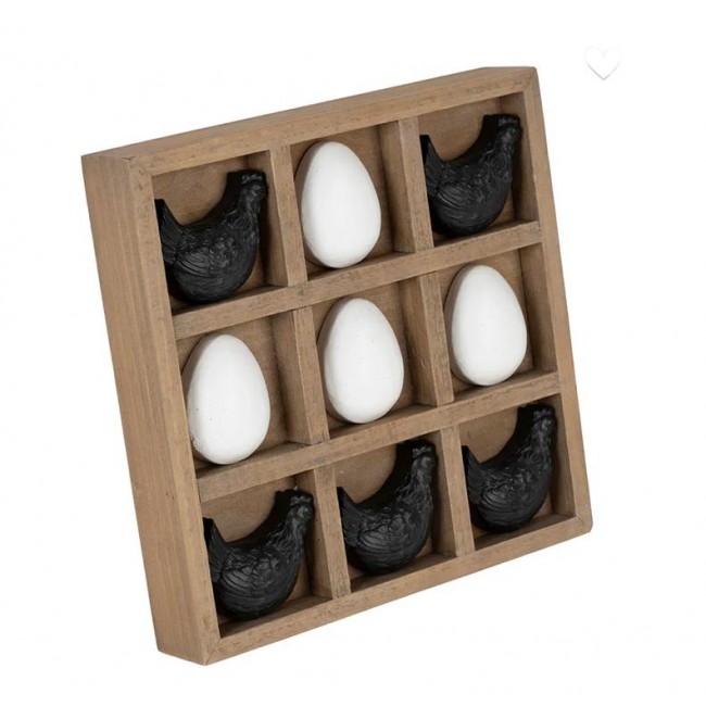 لعبه خشبيه مستوحاه من لعبة "إكس أو"مصممه بشكل متميز بيض والدجاج من سراميك 9103