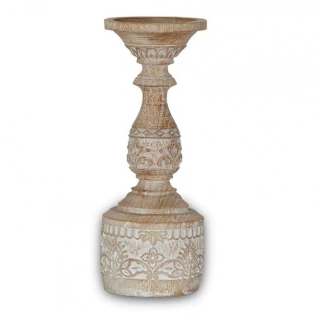شمعدن خشبي منحوت يدويا على الطراز الاوربي متوفر الحجمين  9130