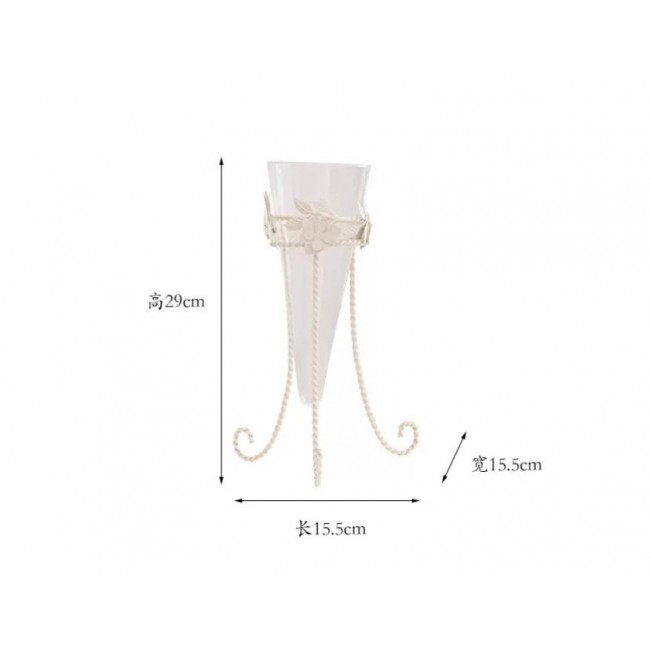 فازه من زجاج ومعدن المشغول يدويا بتصميم عصري لديكور المنزل9144