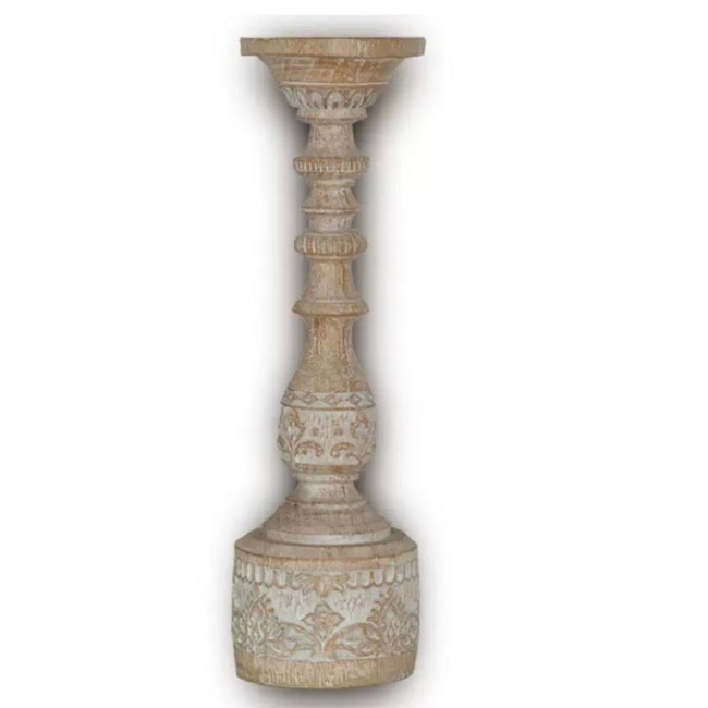 شمعدن خشبي منحوت يدويا على الطراز الاوربي متوفر الحجمين  9130