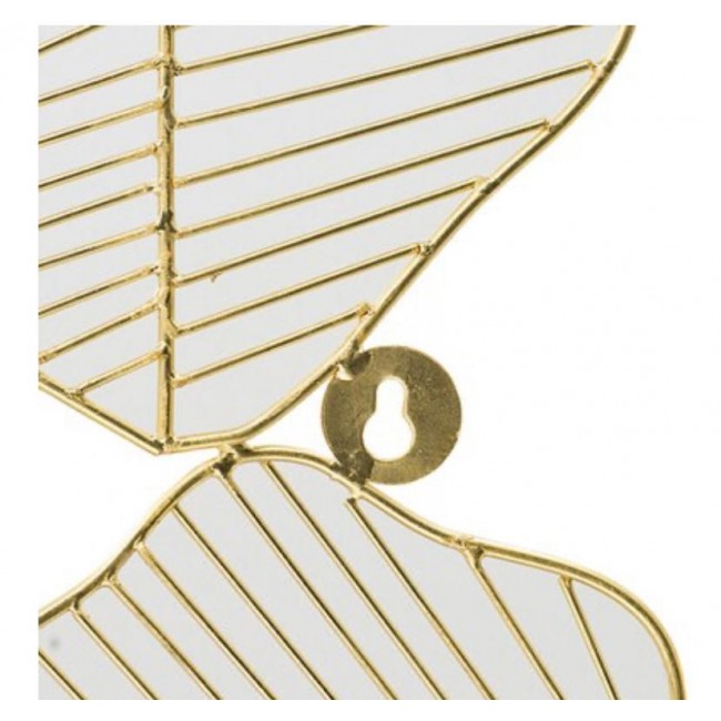 ديكور جداري يتصميم اوراق شجر معدن ذهبي مشغول يدويا 8384