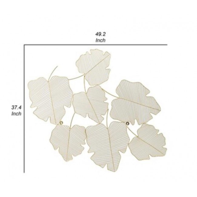 ديكور جداري يتصميم اوراق شجر معدن ذهبي مشغول يدويا 8384