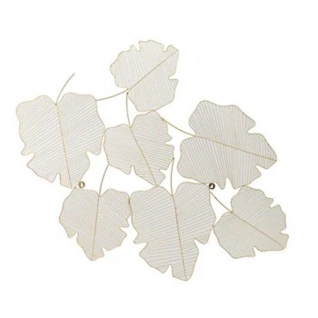 ديكور جداري يتصميم اوراق شجر معدن ذهبي مشغول يدويا 8384