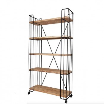 كونسول جداري بارفف خشب طبيعي ومعدن مشغول يدويا 8415